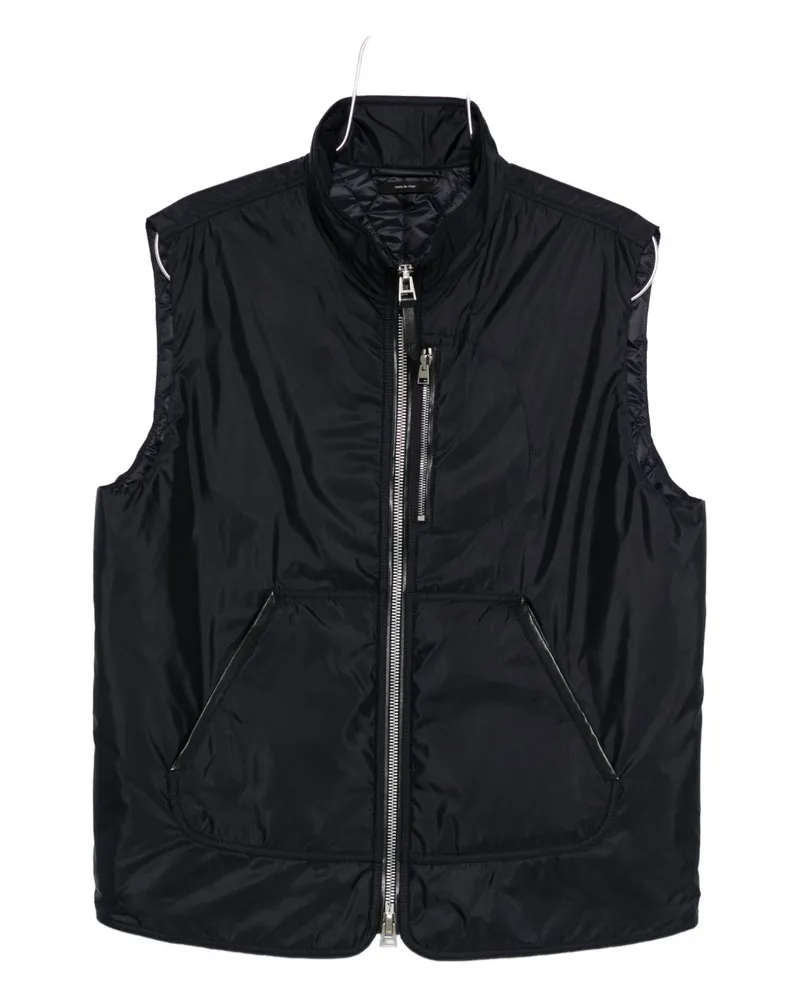 Tom Ford Satin Reißverschluss Weste Blue