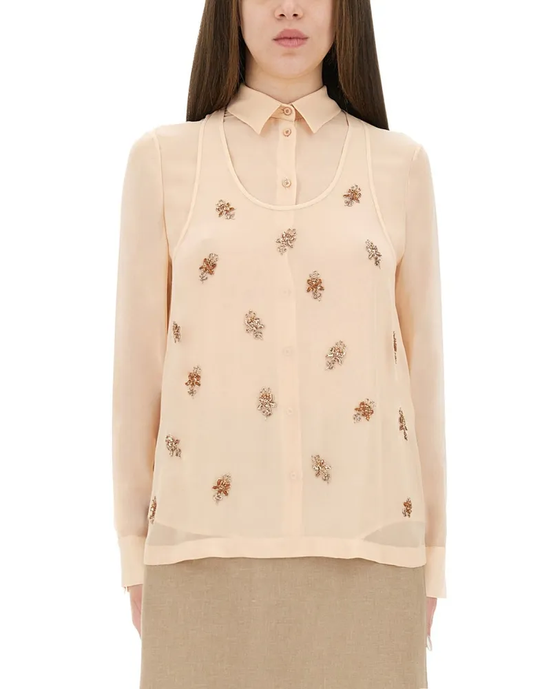Fendi gestickt Georgette Top Pink