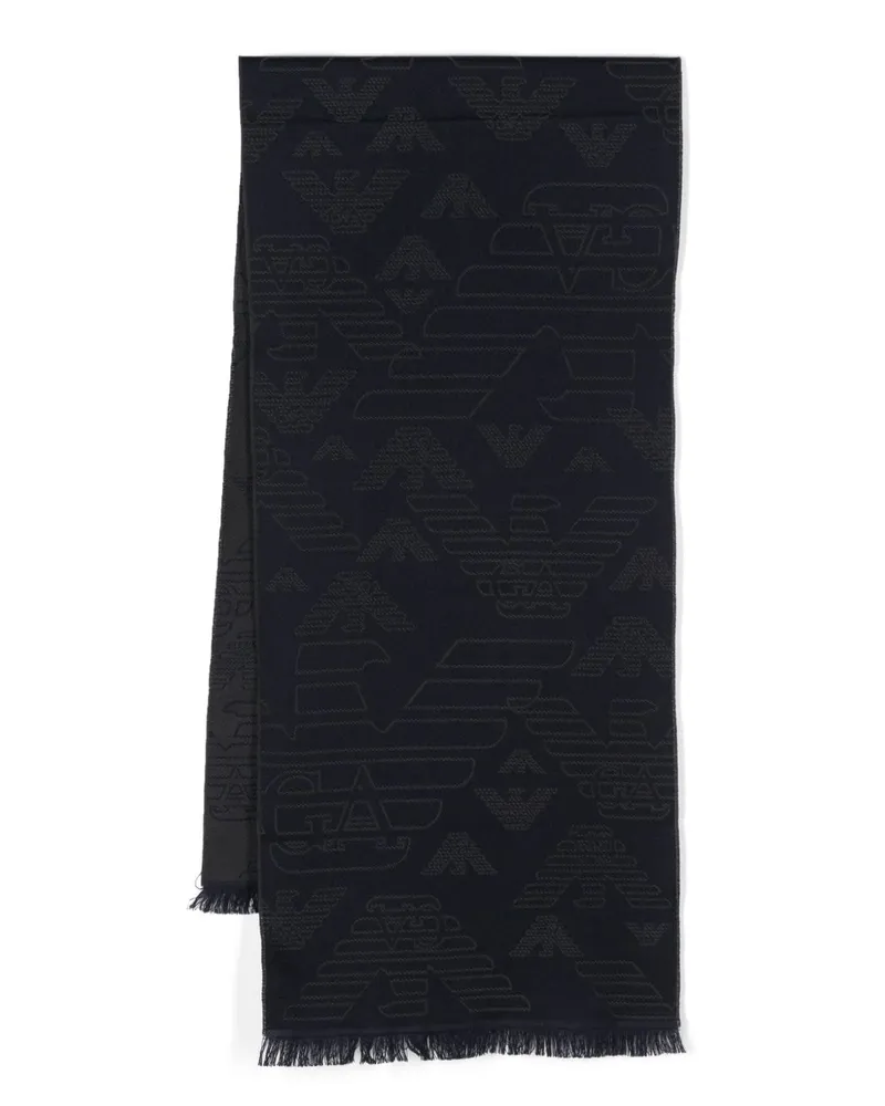Emporio Armani Allover Logo Wollschal Blue