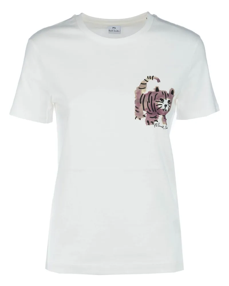 Paul Smith Vorhängeschloss Baumwoll -T -Shirt White