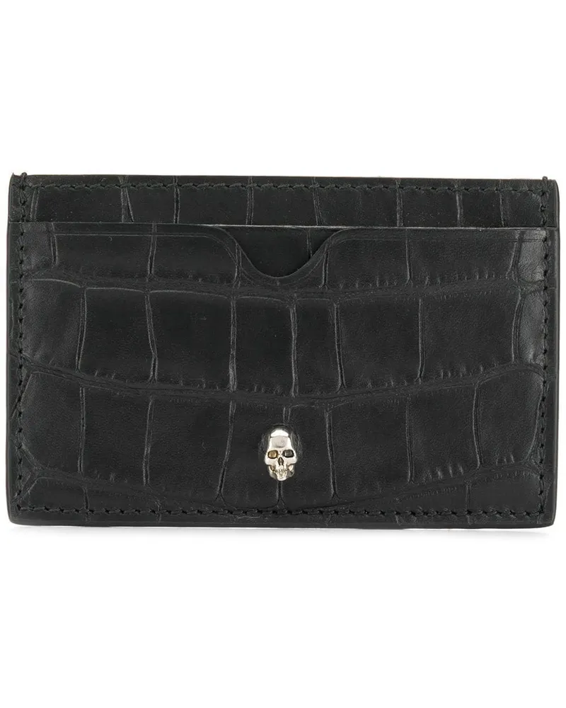 Alexander McQueen Alexander MC Queen Logo Leder Kreditkartenhülle Schwarz