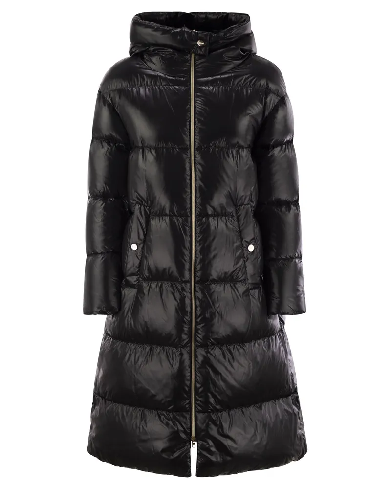 Herno Long Down Jacke mit Kapuze Black