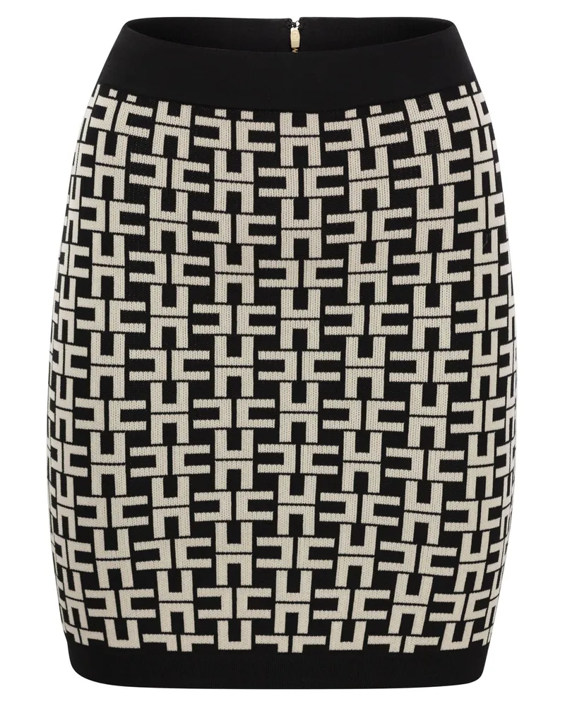 Elisabetta Franchi Viskose Logo Jacquard Minirockirt Schwarz