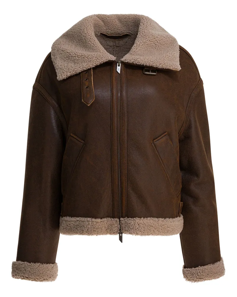Salvatore Santoro Wildleder-Lammfelljacke Brown