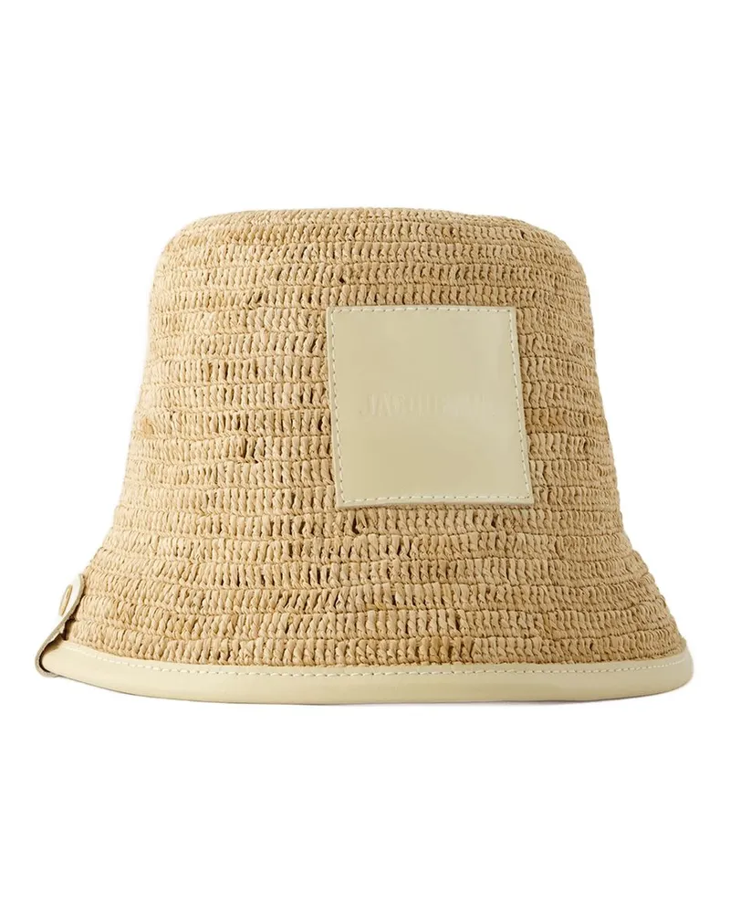 Jacquemus Soli Eimer Hut  Raffia Ivoire Beige