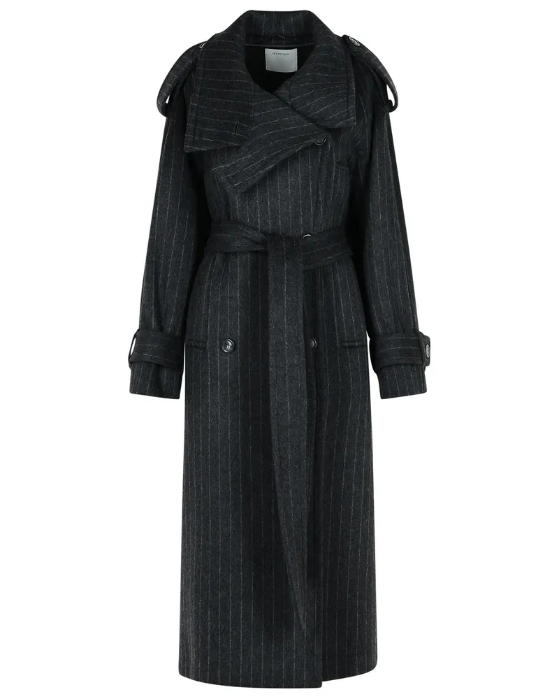 SPORTMAX Arold' Nadelstreifen -Trenchcoat in reiner Anthrazitwolle Grey