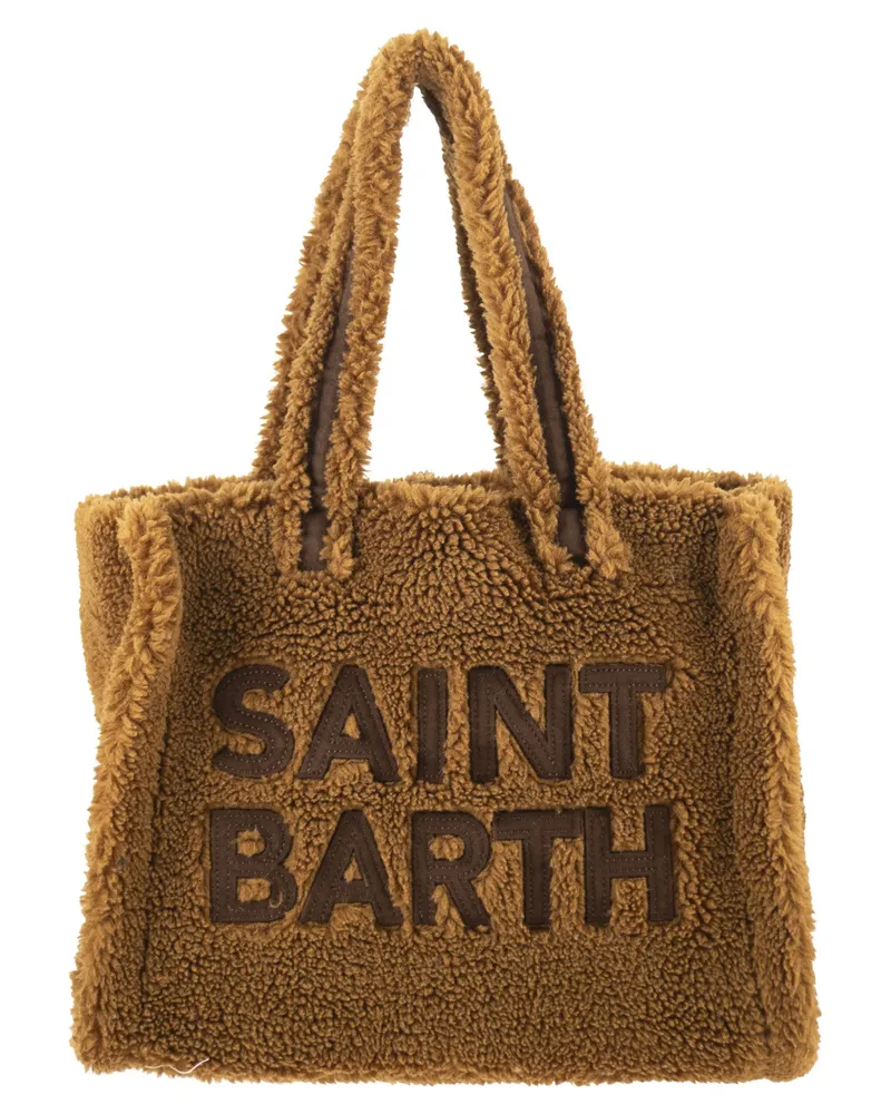 MC2 Saint Barth Colette Teddy Sherpa Handtasche mit Logo Brown