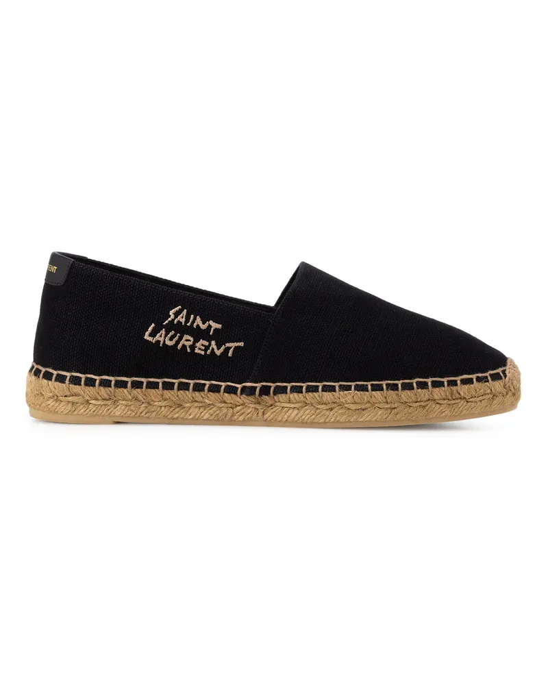Saint Laurent Logo Espadrilles Black