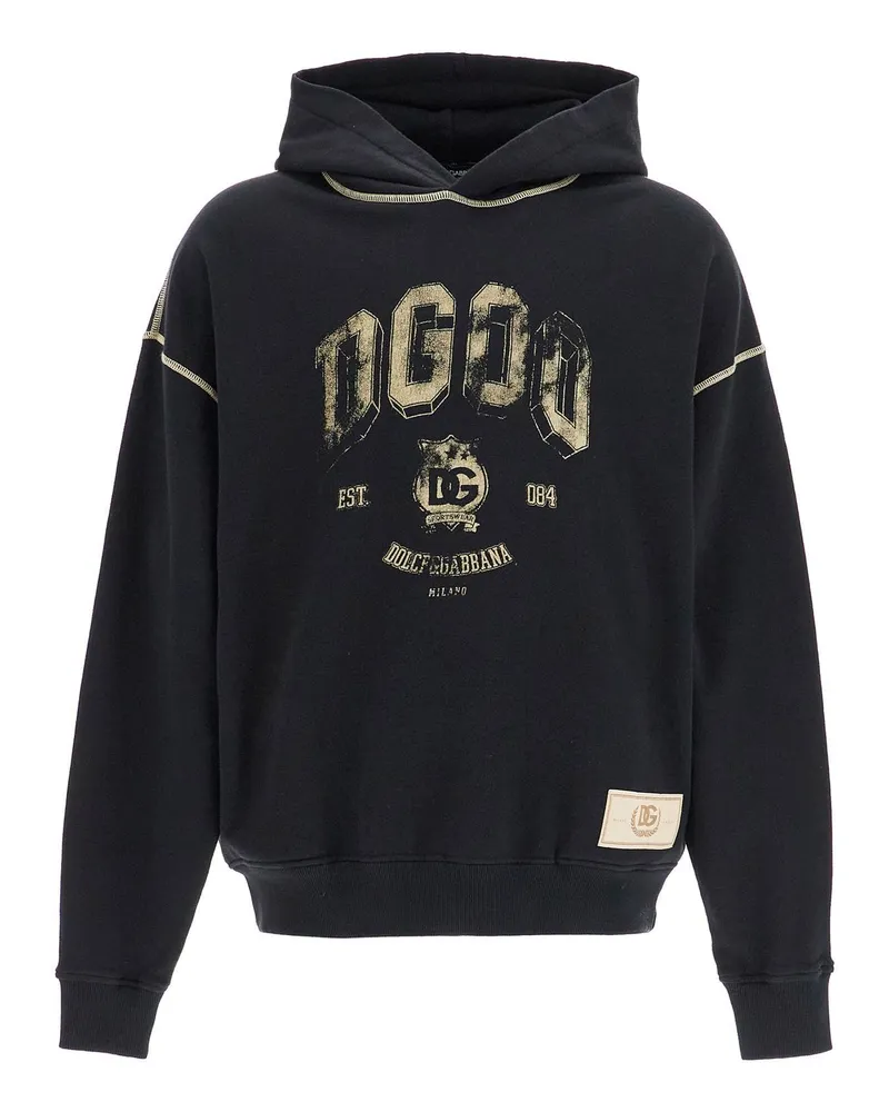 Dolce & Gabbana Übergroßer Hoodie mit Kapuzen- und Logo -Druck Black