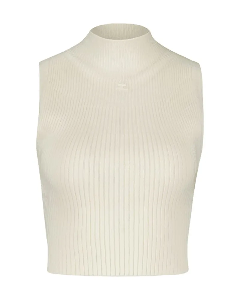 Courrèges Mockneck T -Shirt -Courreves Baumwoll weiß White