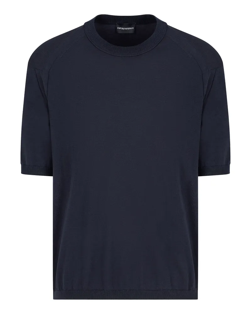 Emporio Armani Maglia in Misto Lyocell Blu Blue