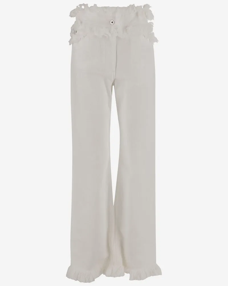 Ferragamo ausgefranste Baumwollhose White