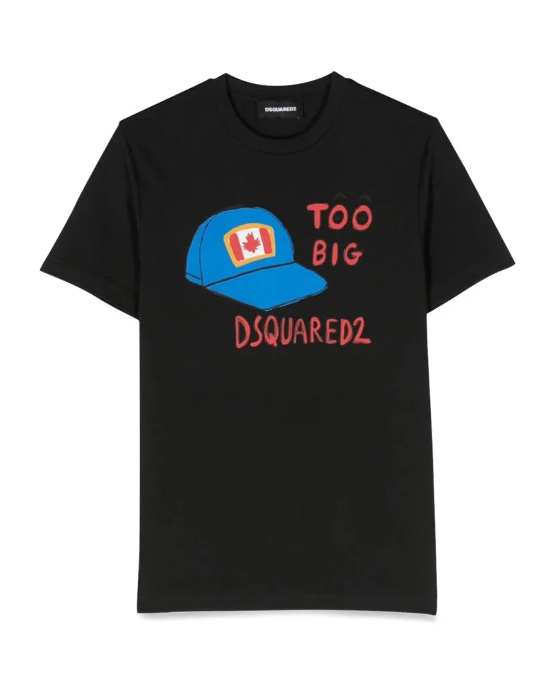 Dsquared2 Hat Print T -Shirt Black