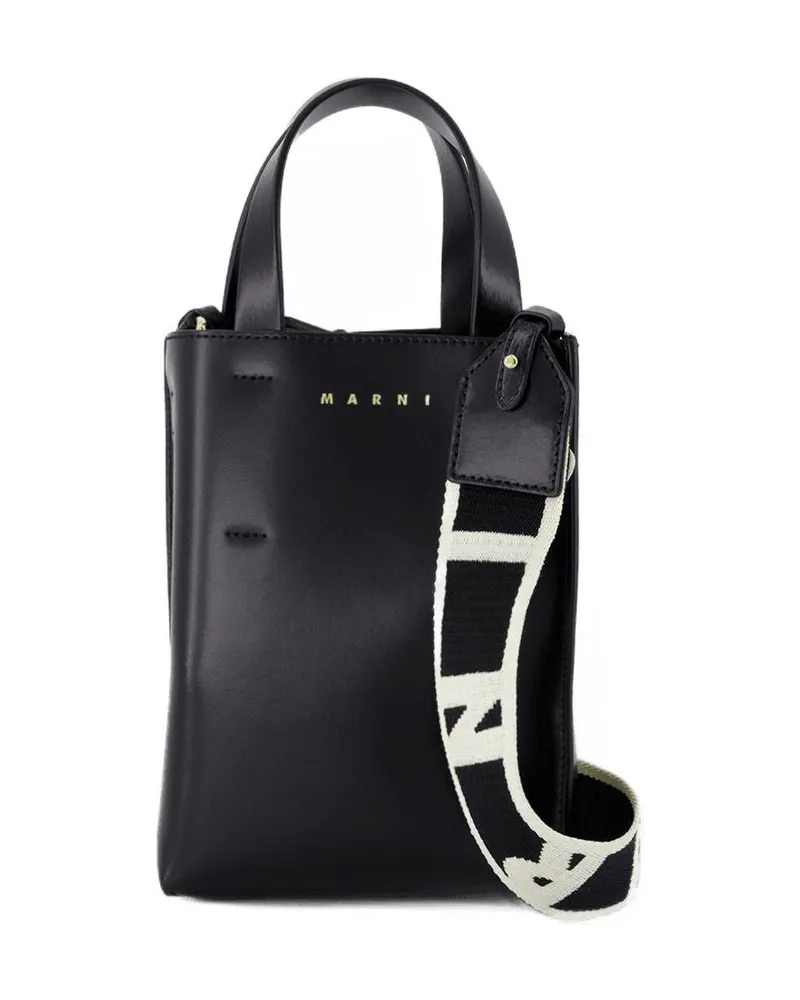 Marni Museo Nano Shopper Bag  Leder schwarz Schwarz