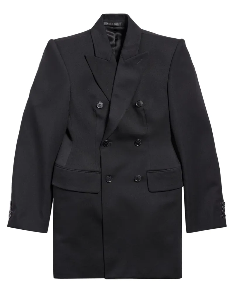 Balenciaga Wolle doppelte Breastted Jacke Black