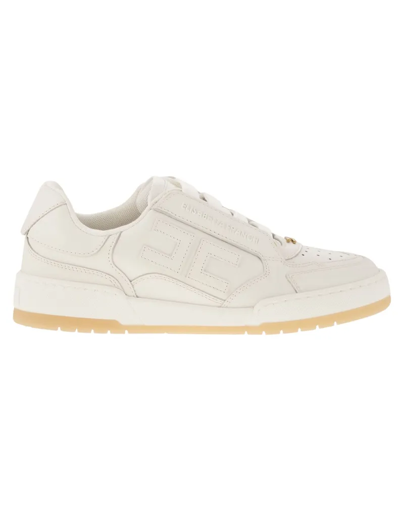 Elisabetta Franchi Leder -Sneaker mit Logo Ivory