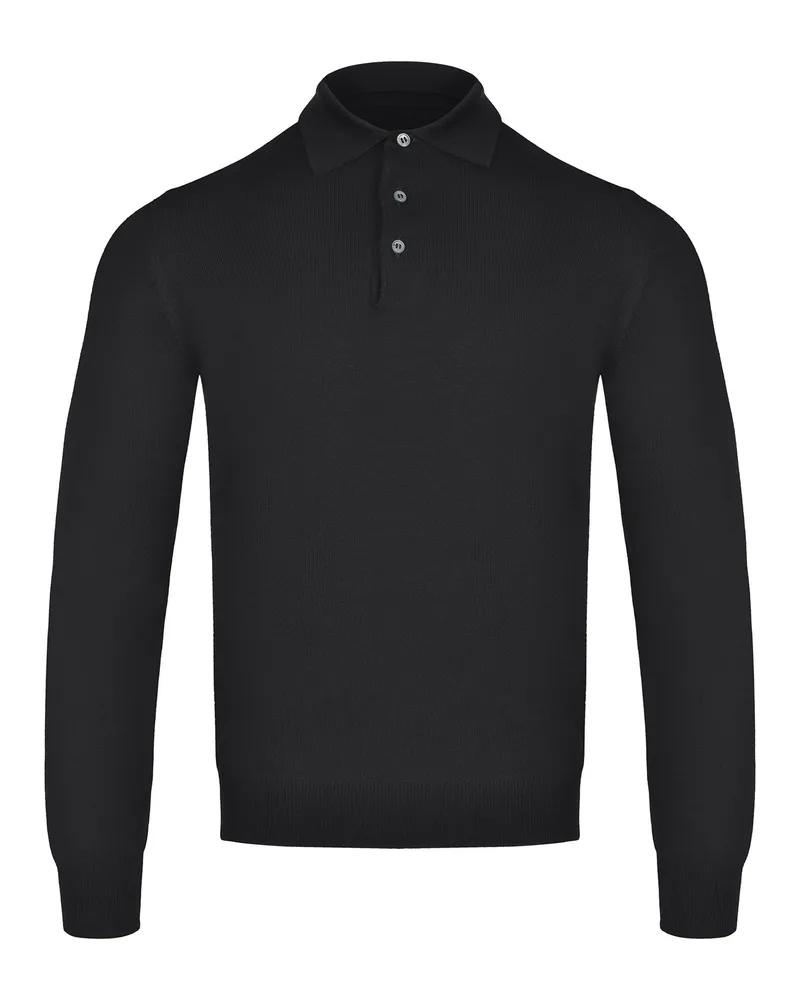 Tagliatore Polo aus jungfräulicher Wolle gemacht Black