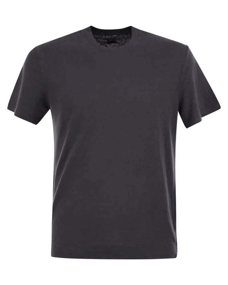 Fedeli Stretch Leinen kurzärmeliges T -Shirt Anthracite