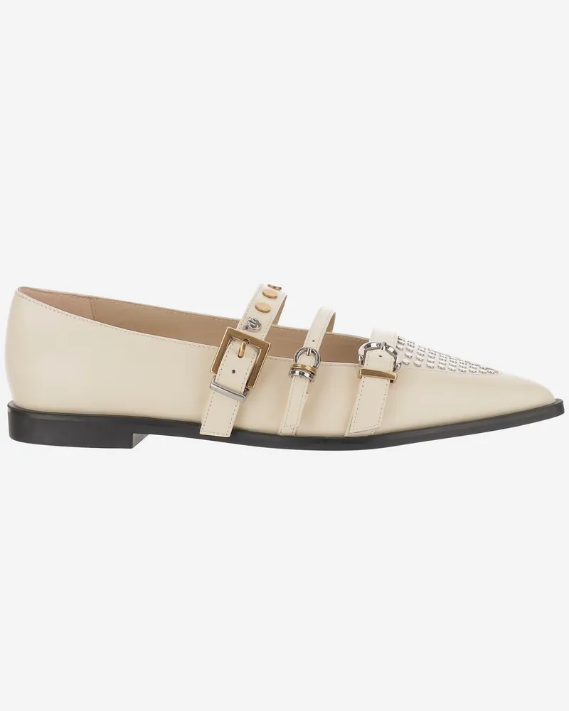 Pinko pointy toe schuh mit Lederschnallen Ivory