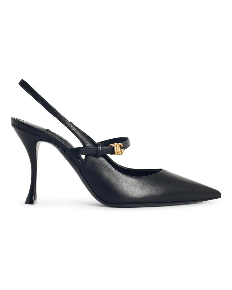 Dolce & Gabbana Black Lear Slingbacks Black
