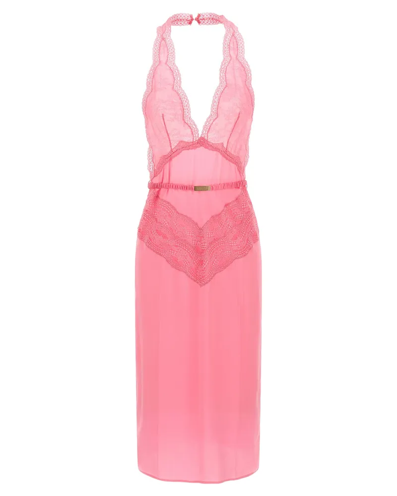 Gucci Kleid aus Satin und Spitze Pink