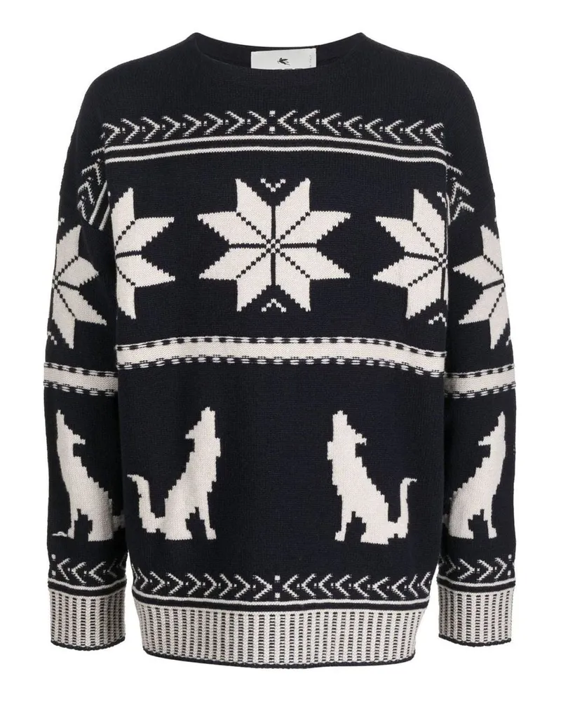 Etro bestickte Watte Pullover Blau