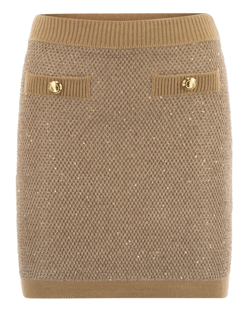 Elisabetta Franchi Strickrock mit Pailletten Honey