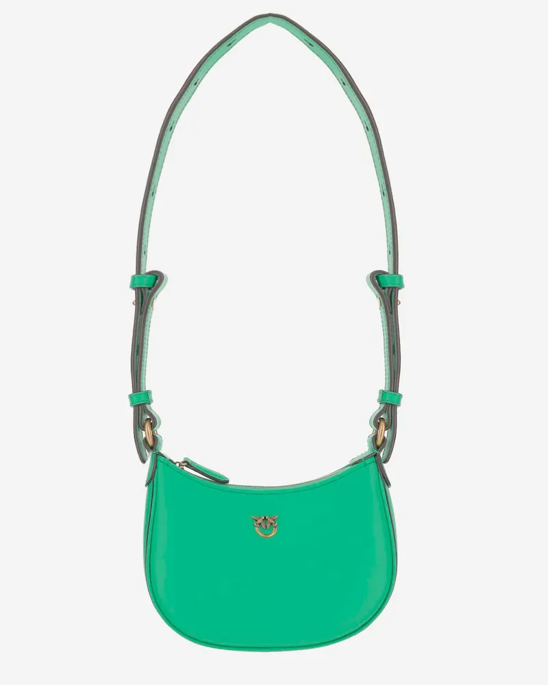 Pinko Baby Half Moon Leder Umhängetasche Green