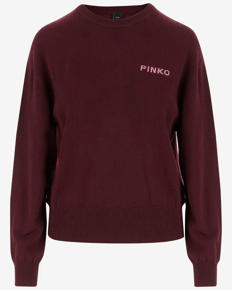 Pinko Wolle und Kaschmir -Logo -Pullover Bordeaux