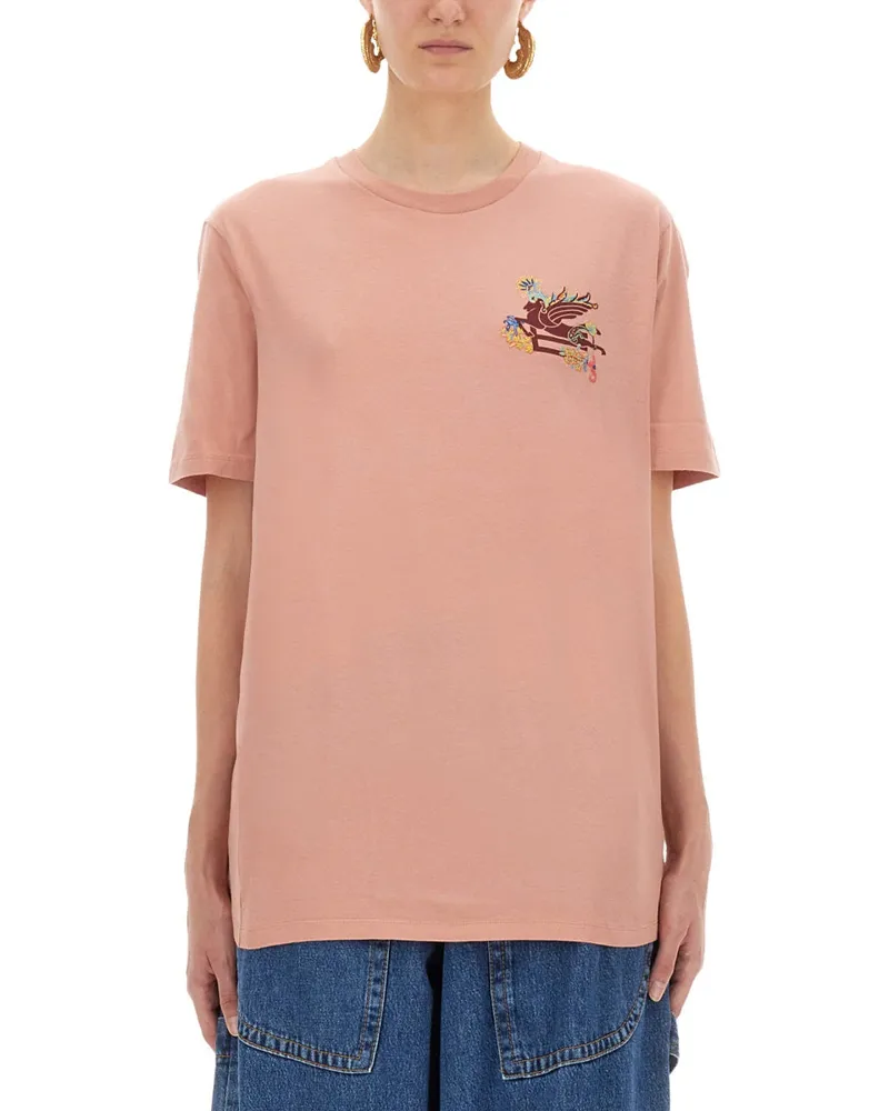 Etro T -Shirt mit Pegasus Pink
