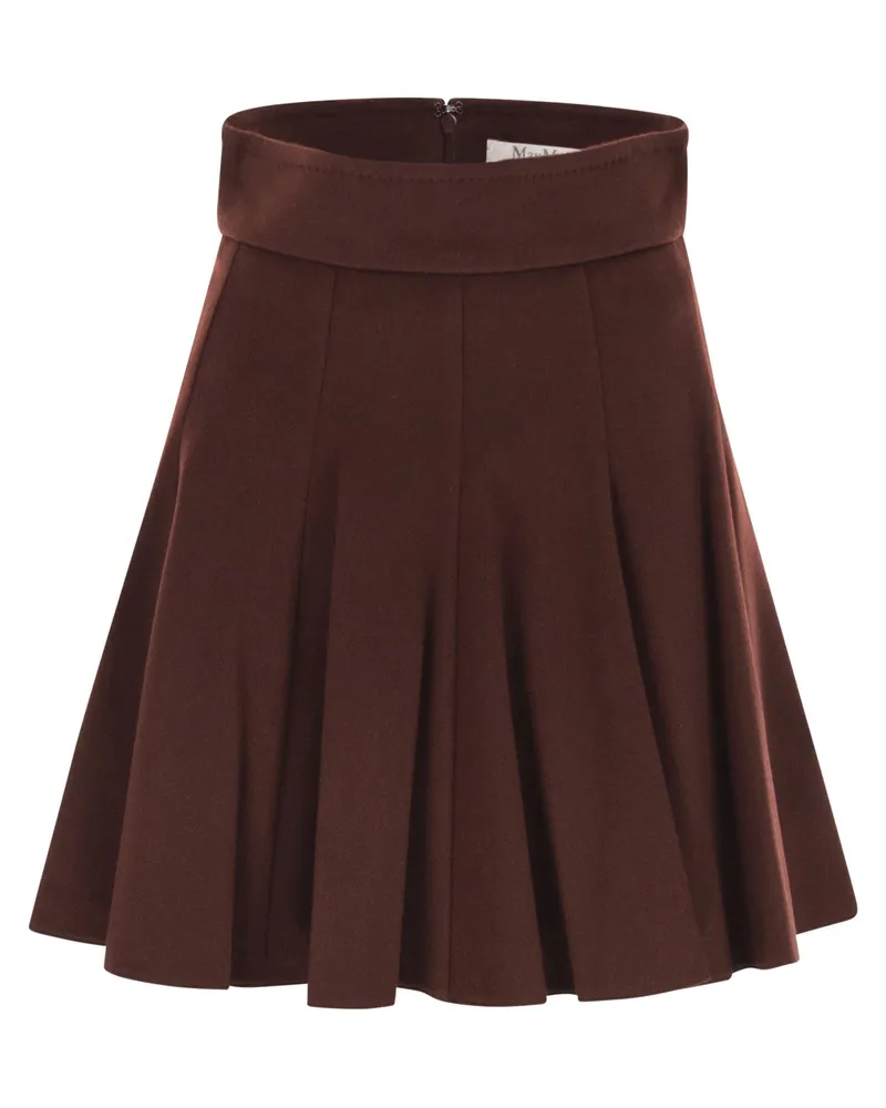 Max Mara Brava1234 Kamelfarbener drapierter Minirock Bordeaux