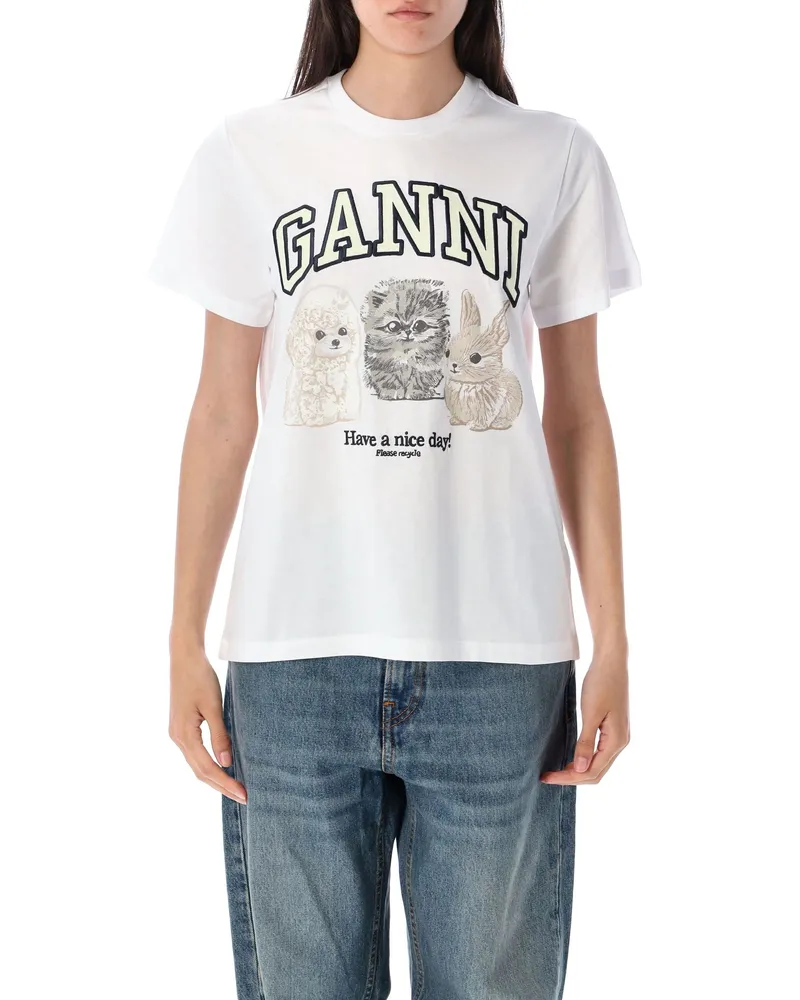 Ganni T-Shirts und Polos Weiß White