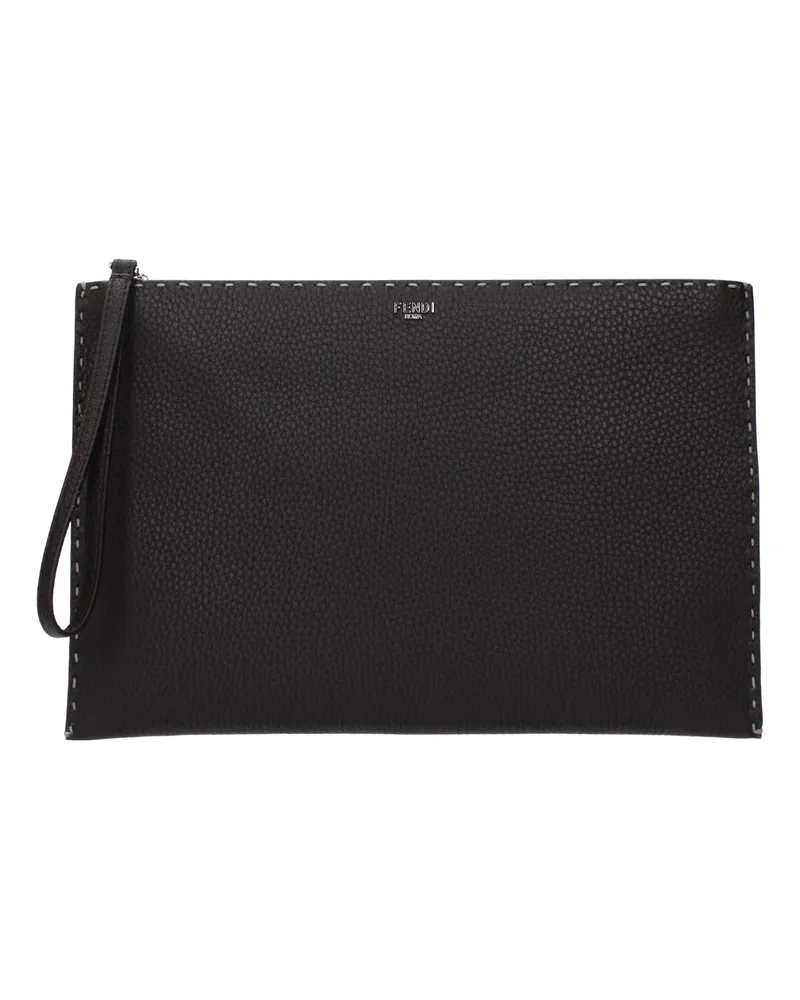 Fendi Pochette Herrens Leder Braun/Ebenholz -