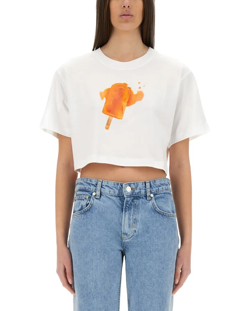 Moschino Eiscreme geschnittenes T -Shirt White