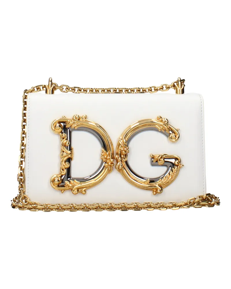 Dolce & Gabbana Dolce&Gabbana Damens Umhängetaschen aus weißem Leder -