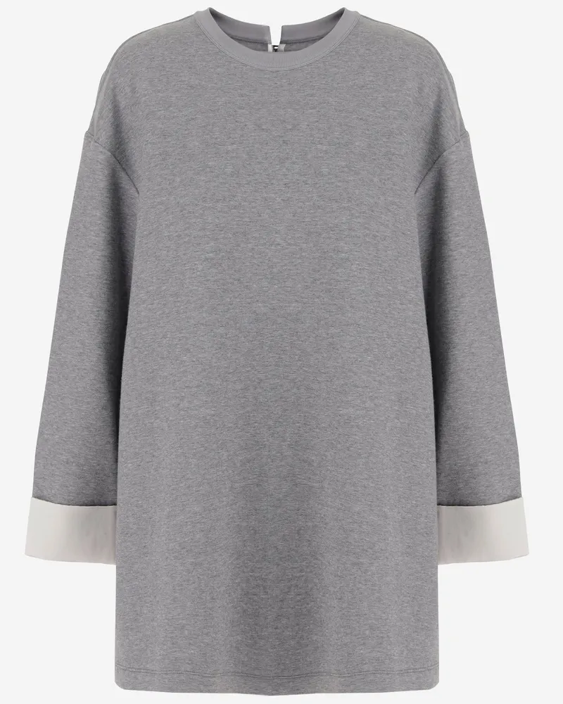 Carven Cotton Blend Sweatshirt mit kontrastierenden Manschetten Grey