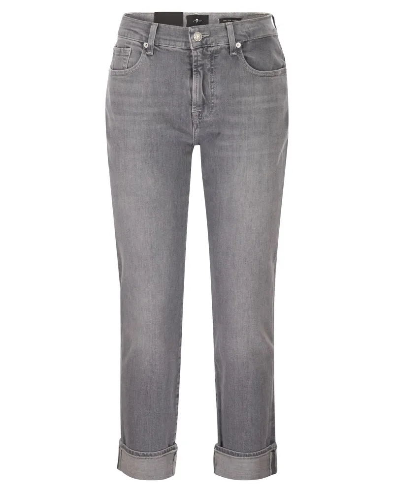 7 for all mankind Relaxed Skinny Boyfriend-Jeans mit mittlerer Taille Grey