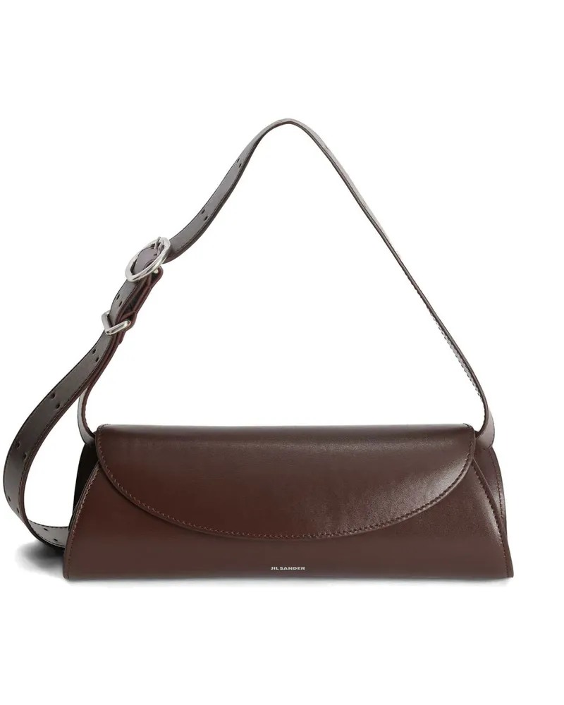 Jil Sander Cannolo Kleine Leder-Umhängetasche Brown