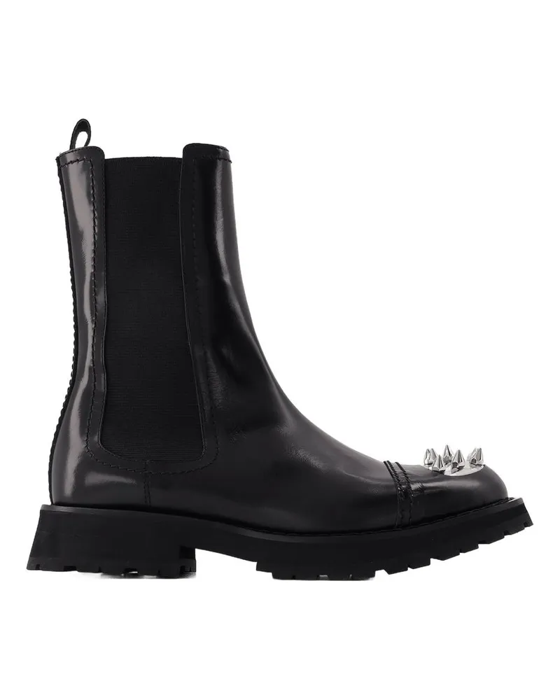 Alexander McQueen Knöchelstiefel mit Stollen in schwarzem Leder Black