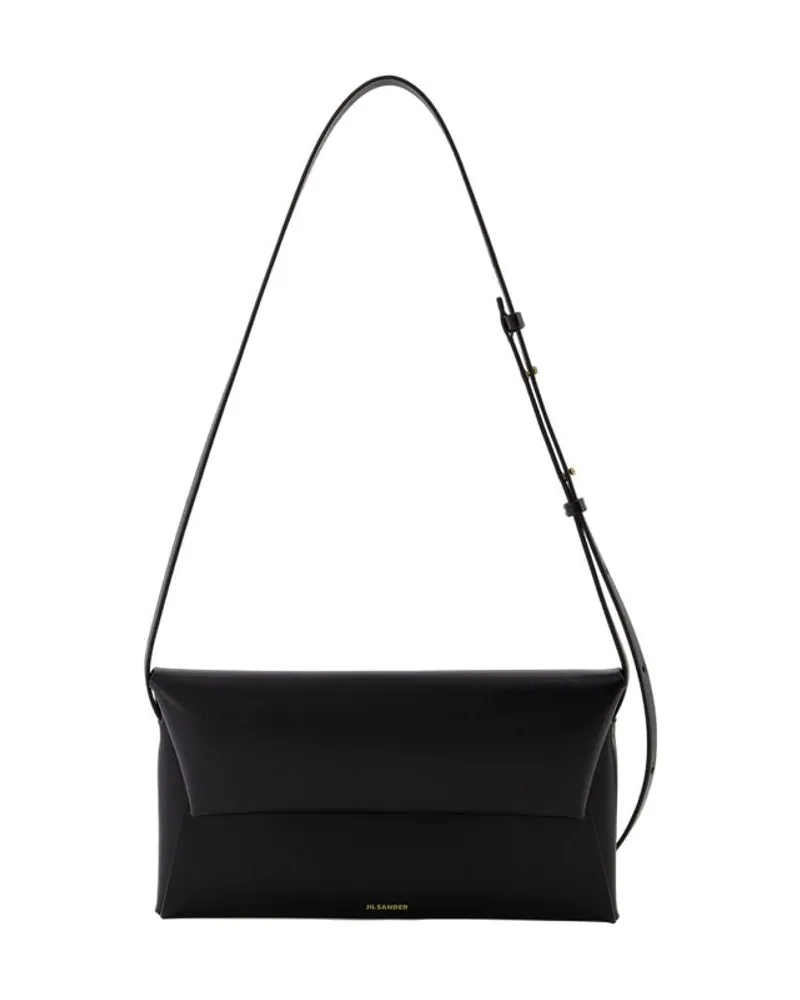 Jil Sander Geklappter kleiner Crossbody  Leder schwarz Schwarz