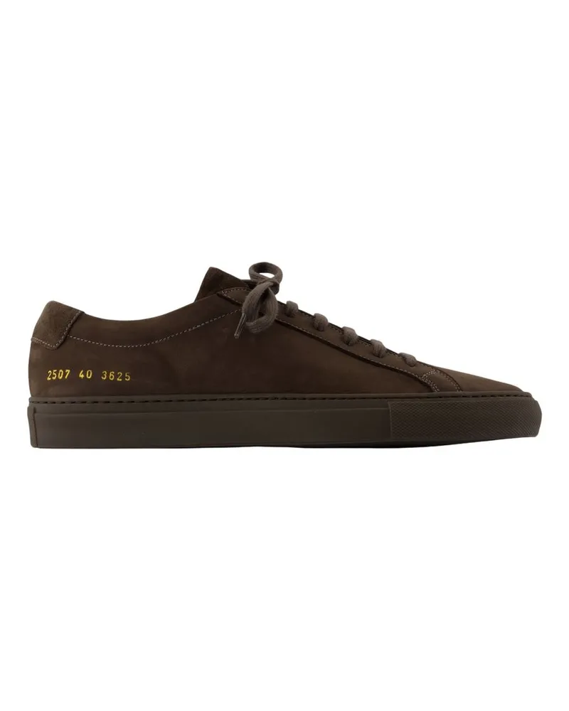 Common Projects Achilles in Nubuck -Turnschuhen gemeinsame Projekte Leder braun Brown