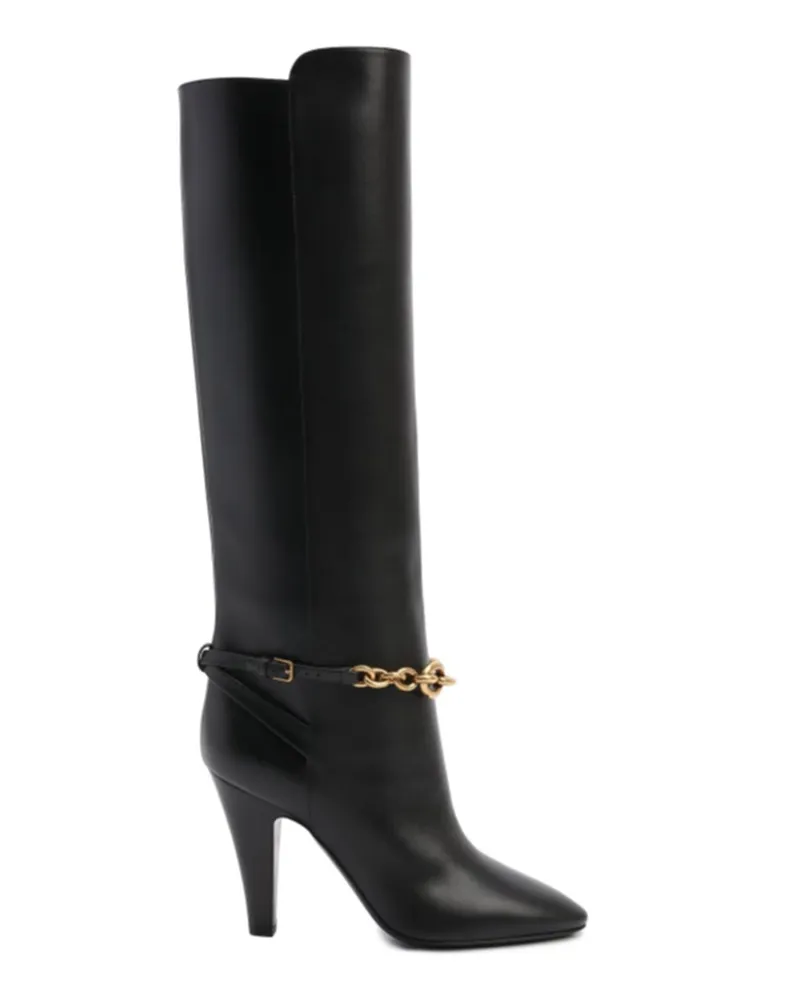 Saint Laurent Lederstiefel Schwarz