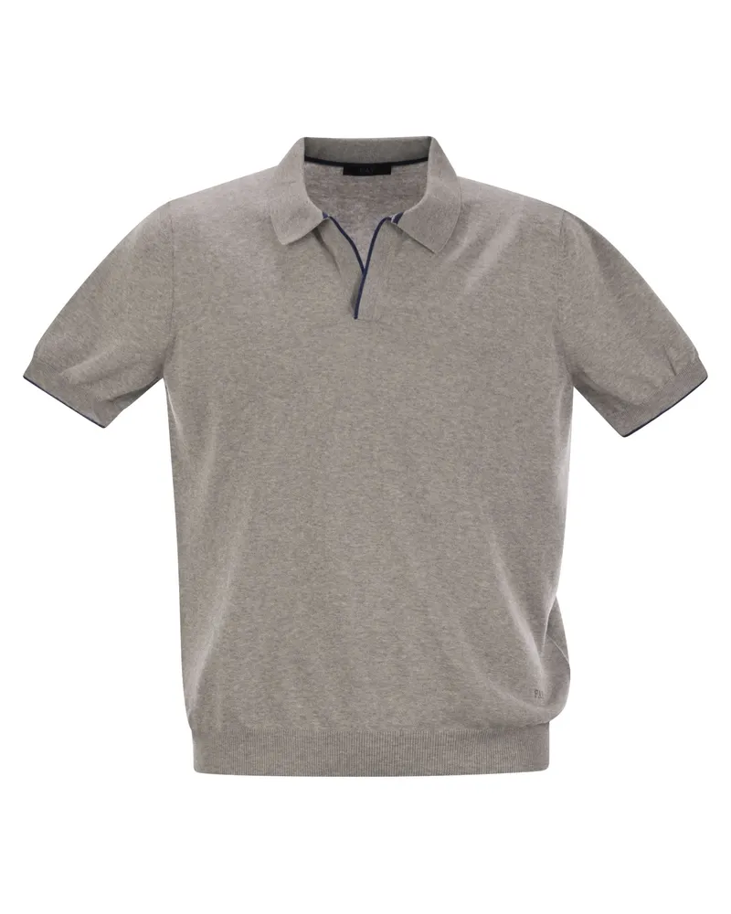 Fay Cotton Button ohne Poloshirt Grey