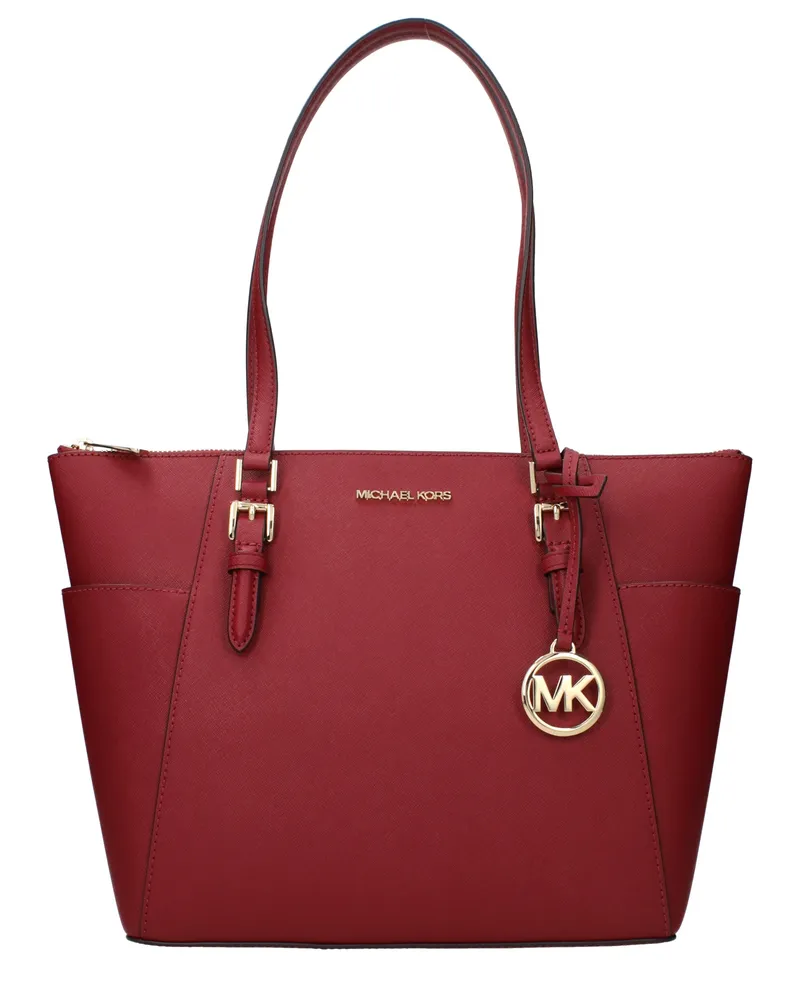 Michael Kors Charlotte Damens Umhängetasche Leder Rot/Kirsche -