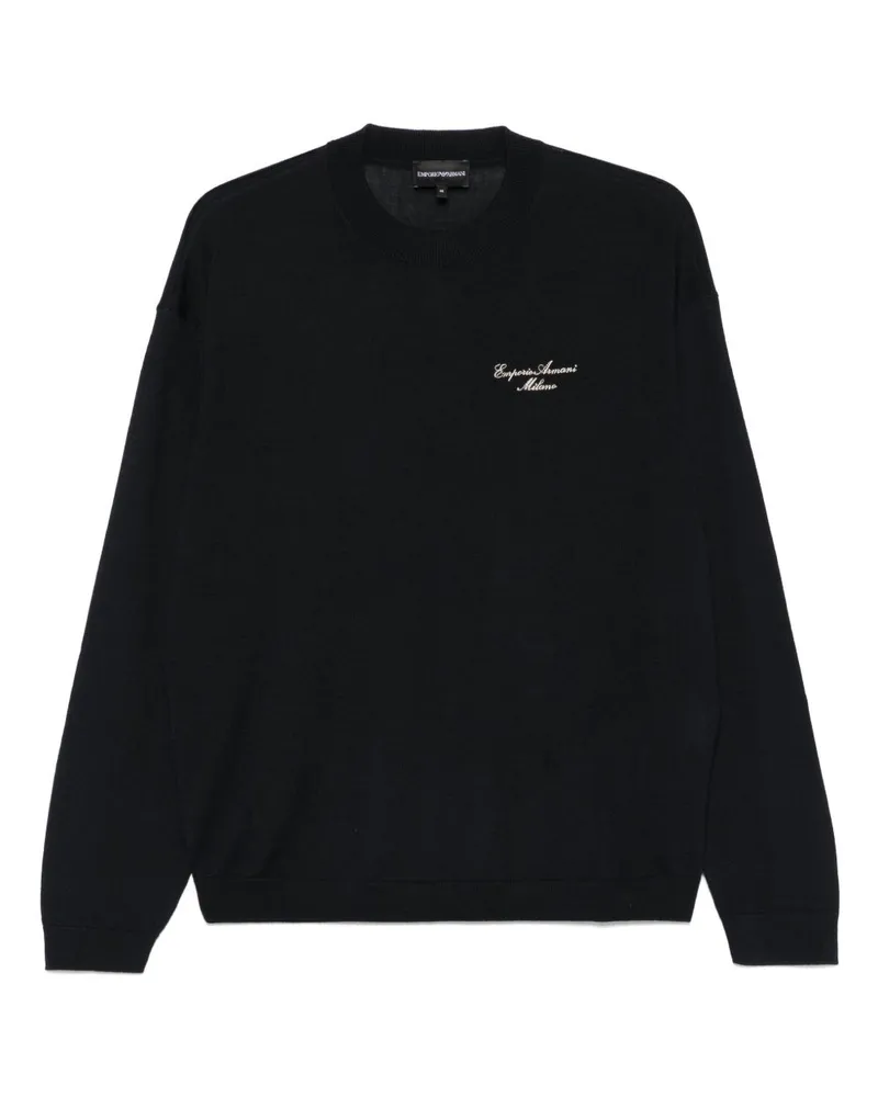 Emporio Armani Wolle Mischpullover Blue