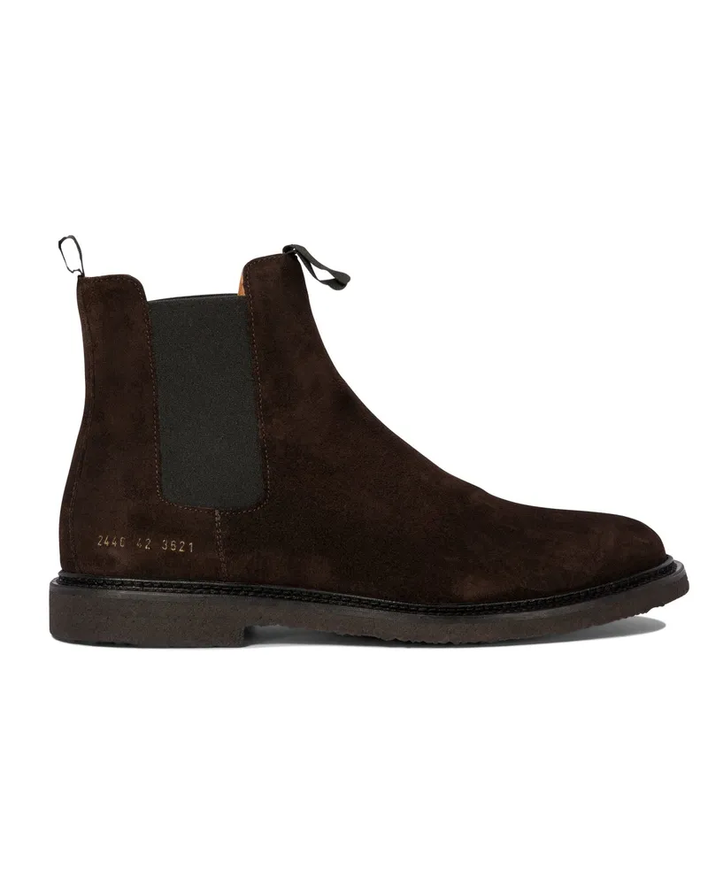 Common Projects Gemeinsame Projekte Wildleder Chelsea -Stiefel Brown