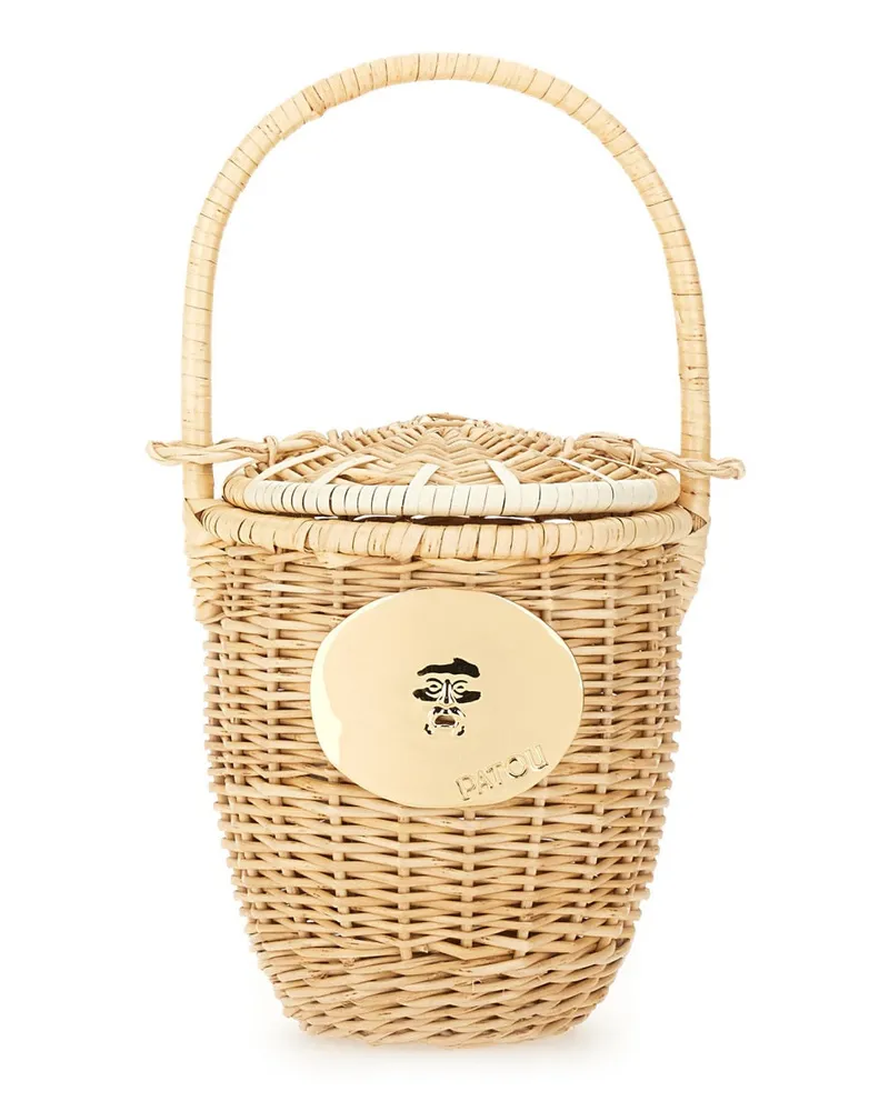 Patou Wicker Eimer -Tasche Beige