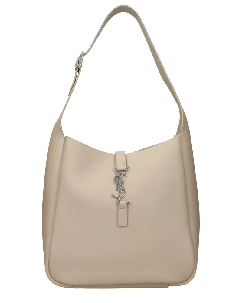 Saint Laurent Le 5 A 7 Damens Umhängetasche aus beigem Leder -