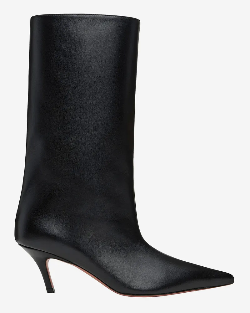 Amina Muaddi Fiona Nappalederstiefel Black
