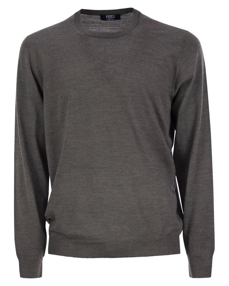 Fedeli Crew Neck -Pullover in Virgin Wolle Black